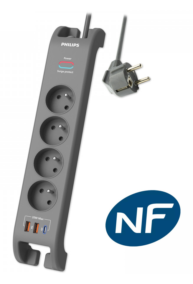 MCL SPN4140GA/19 power extension 2 m 4 AC outlet(s) Indoor Grey