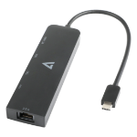 V7 2.5G Ethernet Adapter USB-C Male to USB A Female x 2, USB-C Female x1, RJ45 Female x1 Black