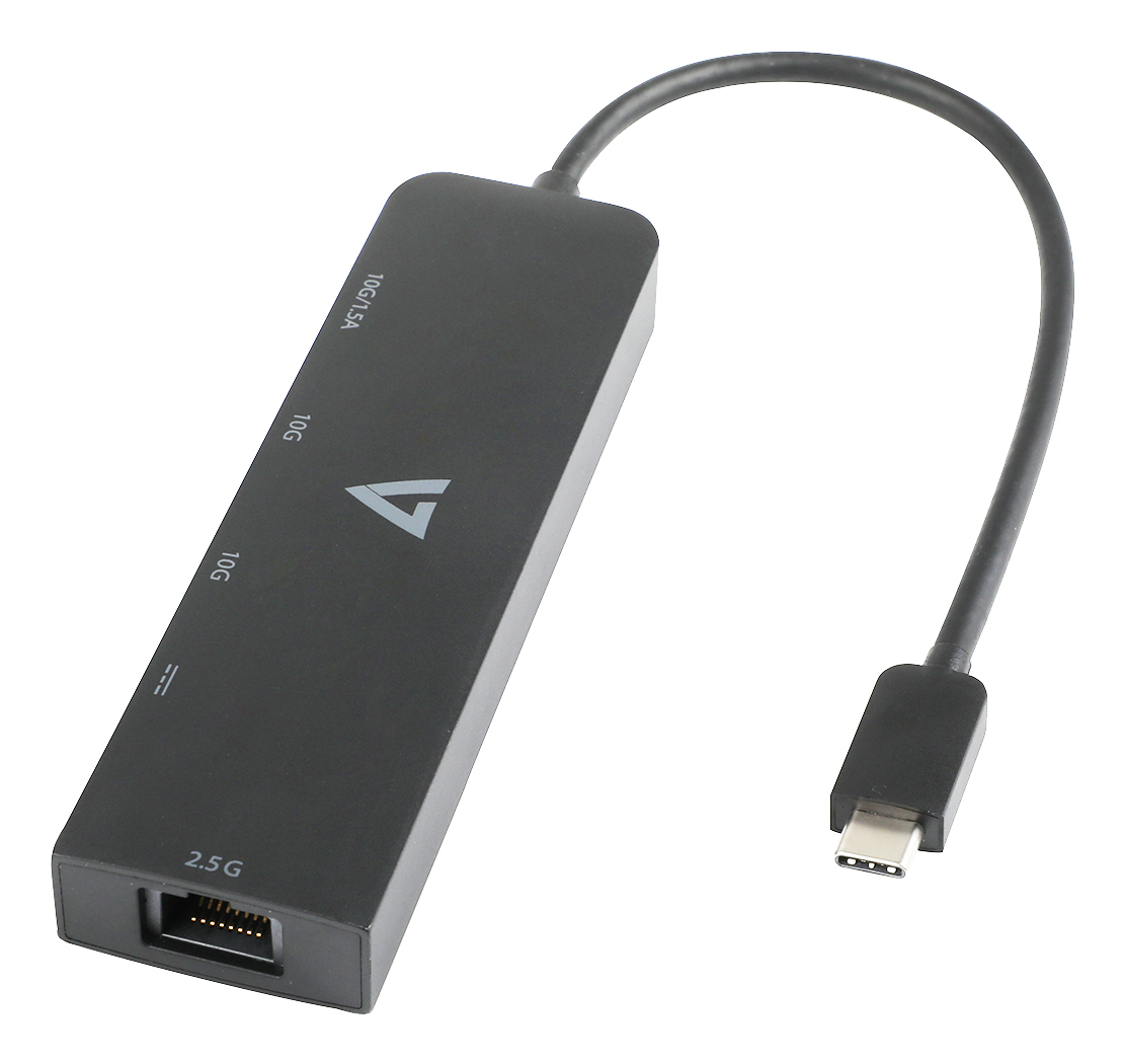 V7 2.5G Ethernet Adapter USB-C Male to USB A Female x 2. USB-C Female