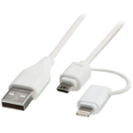 Lindy 31345 USB-kabel 1 m USB A Micro-USB B Wit