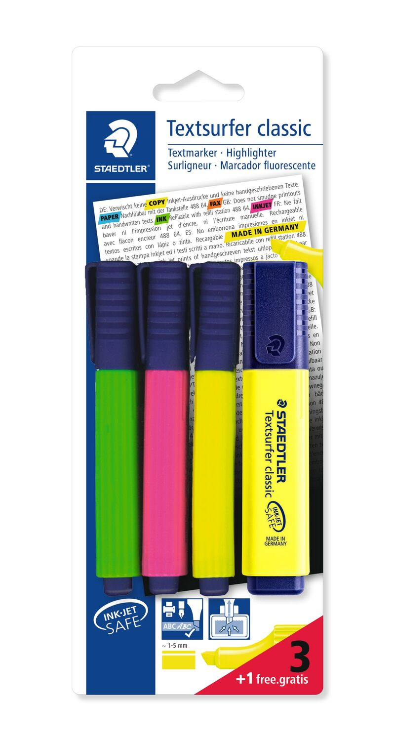 Image of Staedtler Textsurfer classic 364 marker 4 pc(s) Chisel tip Green,...