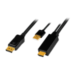 LogiLink HDMI cable, A/M + USB-A/M to DP/M, 4K/30 Hz, black, 1 m