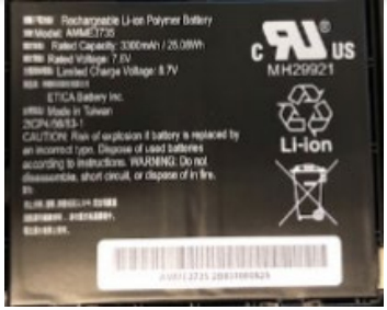 Image of Zebra BTRY-ET5X-8IN3-01 tablet spare part/accessory Battery