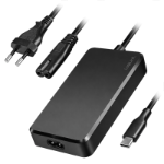 LogiLink Notebook power supply, fixed USB-C cable, 100W, slim, black