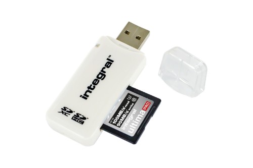 Integral USB2.0 CARDREADER SINGLE SLOT SD ETAIL card reader White