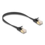 DeLOCK RJ45 Network Cable Cat.6A plug to plug with robust latch and Cat.7 raw flat cable U/FTP 0.3 m black