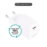eSTUFF 100% Recycled Plastic - Home Charger USB-C PD 3A 20W, EU Plug - White