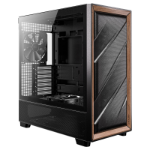 Antec FLUX Gaming Case w/ Glass Side, E-ATX, Multi Vent Design, Mesh/Wood Front, 5 PWM Fans, ARGB PWM Fan Hub, USB-C, BTF Compatible, Black