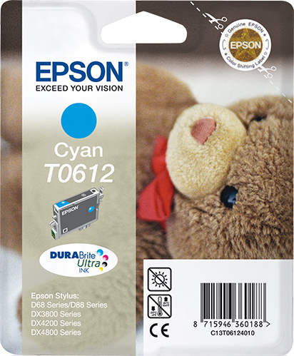 Epson C13T06124010/T0612 Ink cartridge cyan, 250 pages/5% 8ml for Epson Stylus D 68