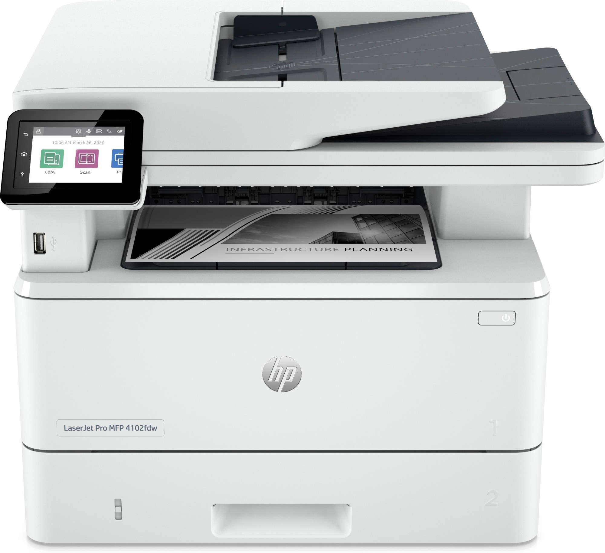 HP LaserJet Pro MFP 4102fdw Printer, Black and white, Printer for Small medium business, Print, copy, scan, fax, Wireless; Instant Ink eligible; Print from phone or tablet; Automatic document feeder