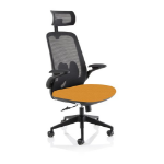 Dynamic Sigma Executive Mesh Back Office Chair Bespoke Fabric Seat Senna Yellow With Folding Arms - KCUP2028 DD