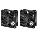 Intellinet 2-Fan Ventilation Unit for 19" Wallmount Cabinets Roof-mount, 1.8 m Power Cable with EU CEE 7/7 Plug, Format 120 x 120 mm, Earthing Kit Included, Black