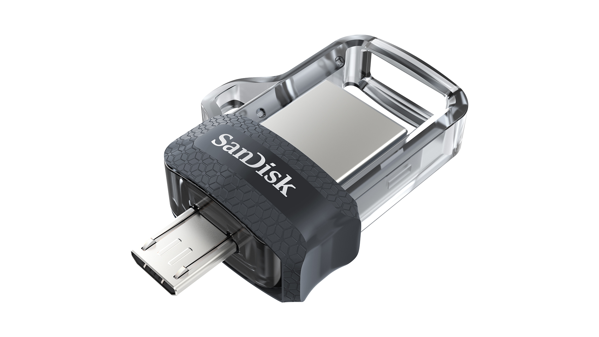 SanDisk Ultra Dual m3.0 USB flash drive 64 GB USB Type-A / Micro-USB 3.2 Gen 1 (3.1 Gen 1) Black, Silver, Transparent