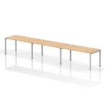 Dynamic Impulse Single Row 3 Person Bench Desk W1600 x D800 x H730mm Maple Finish Silver Frame - IB00342 DD