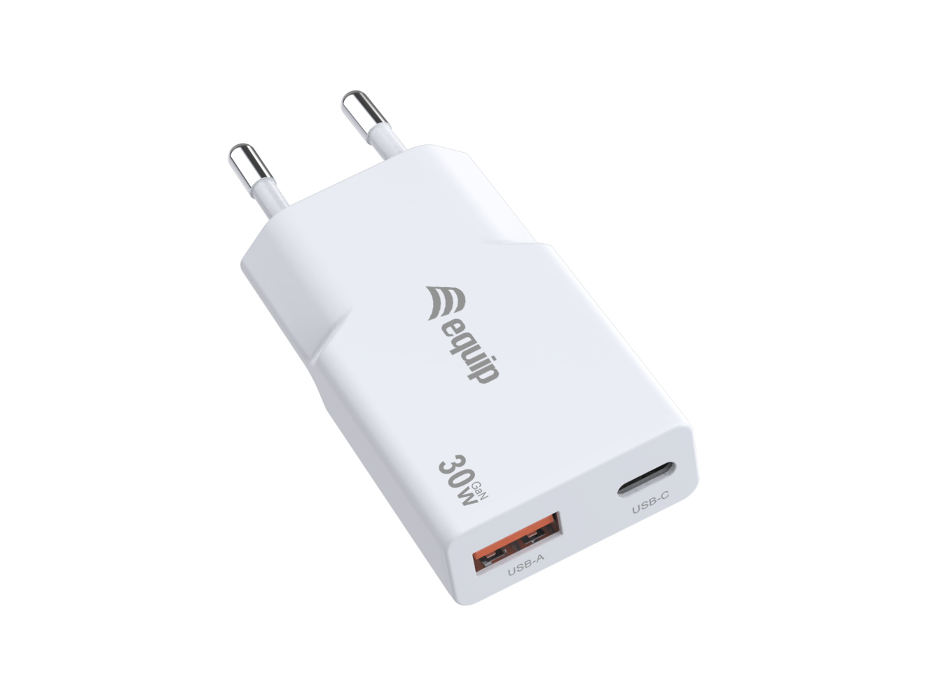 Equip 2-Port 30W GaN Slim USB PD Charger, USB-C x1, USB-A x1