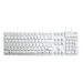Accuratus Accumed KYBNA-SIL-105CWHHY; fully sealed silicon off-white full size USB&PS/2 keyboard made up of a Rigid Silicone chassis with NanoArmour 2 layer antibacterial protection impregnated into the silicone and coated on the surface. IP 67 rated it i