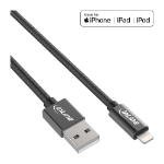 InLine Lightning USB Cable, for iPad, iPhone, iPod, black/alu, 1m MFi-Certified