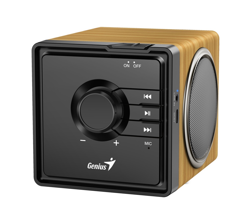 Genius Computer Technology Mobile Speaker Portable BT 6W SP-916BT Pine Wood