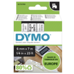 Dymo 43613/S0720780 DirectLabel-etikettes black on white 6mm x 7m for Dymo D1 6-12mm/19mm/24mm/400 Duo