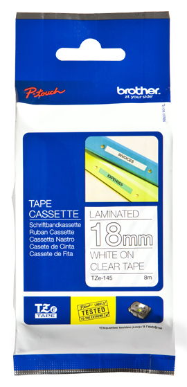Brother TZE-145 DirectLabel white on Transparent 18mm x 8m for...