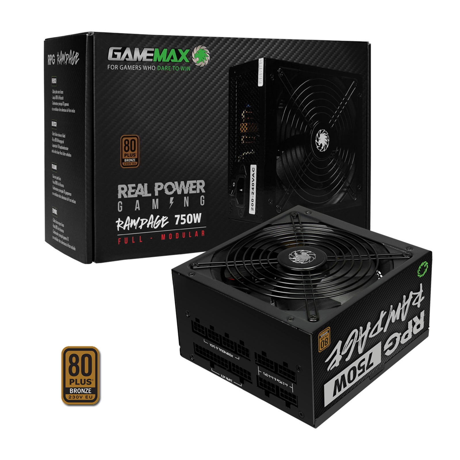 Image of GAMEMAX 750W RPG Rampage Fully Modular PSU 80+ Bronze Flat Black...