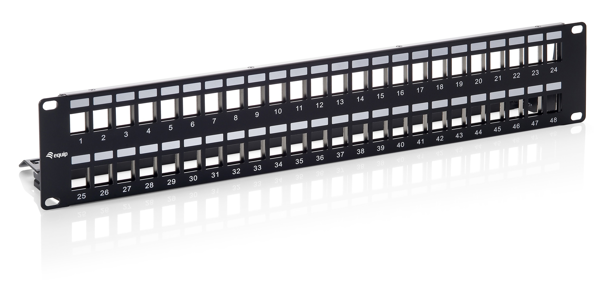Image of Equip 48-Port Keystone Cat.6 Shielded Patch Panel, Black