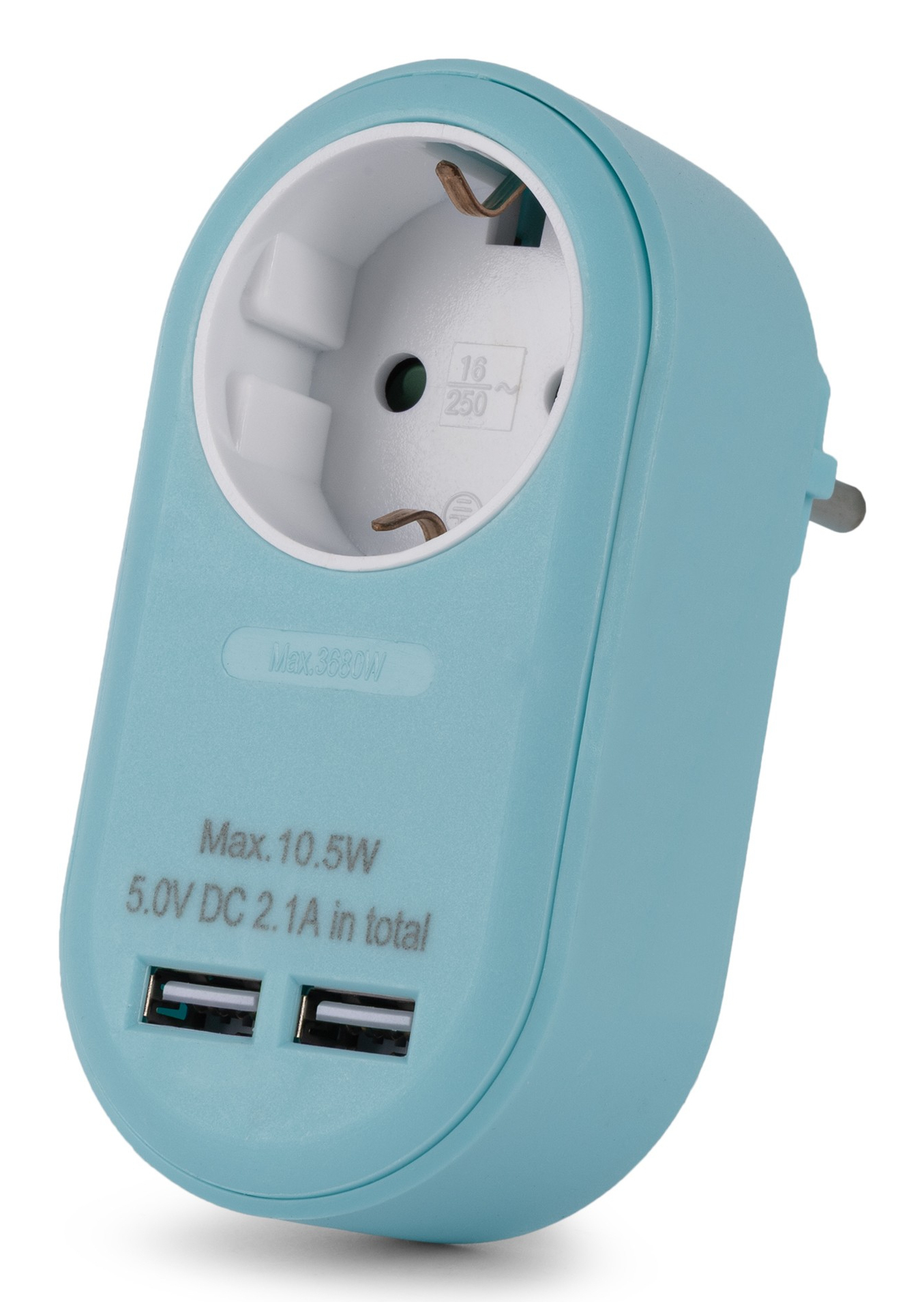 EU Product - Steckdosenadapter + 2x USB-A blau thumbnail