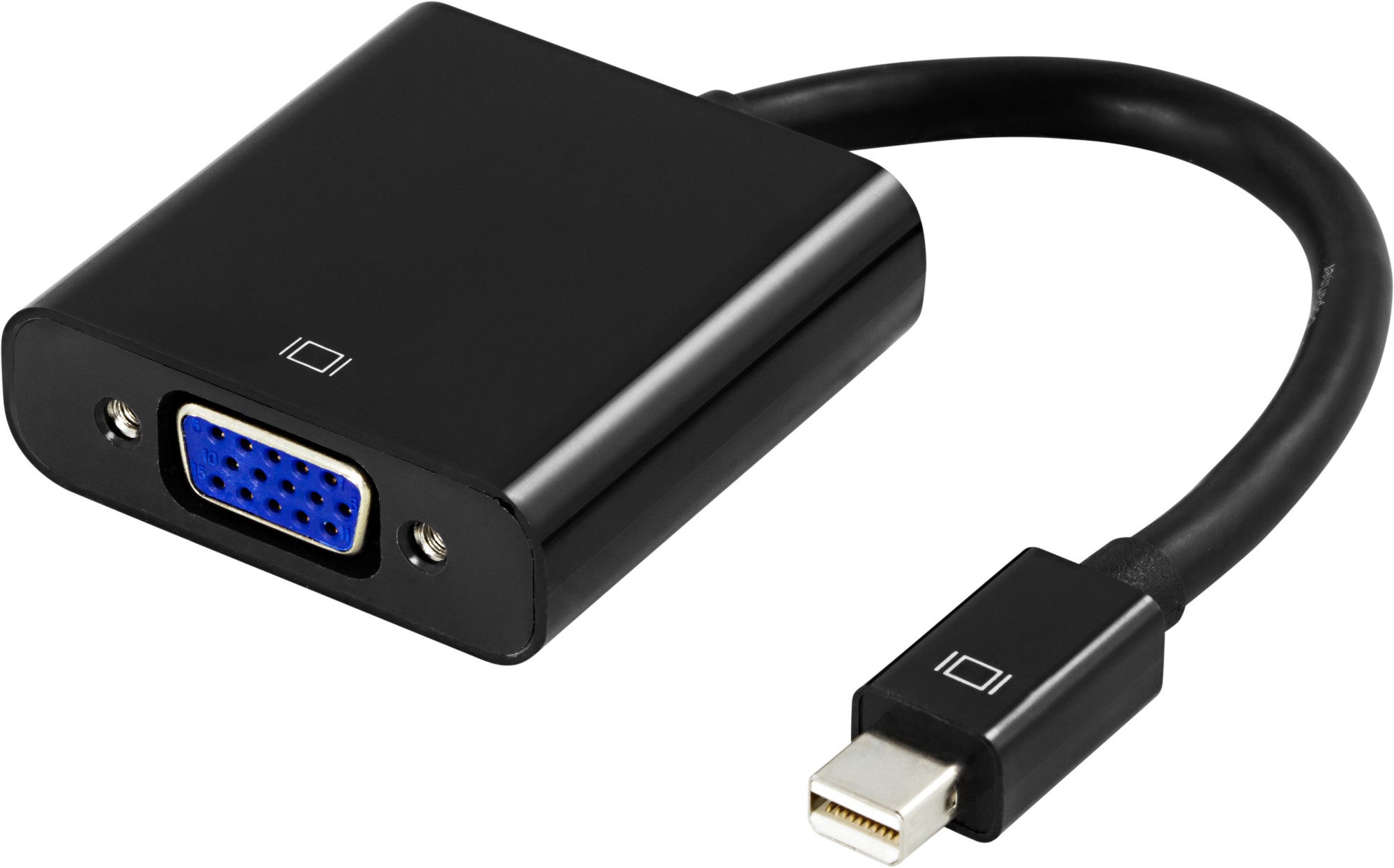 DP-VGA3 DELTACO DP-VGA3 - 0.2 m - mini DisplayPort - VGA - Male - Female - Black