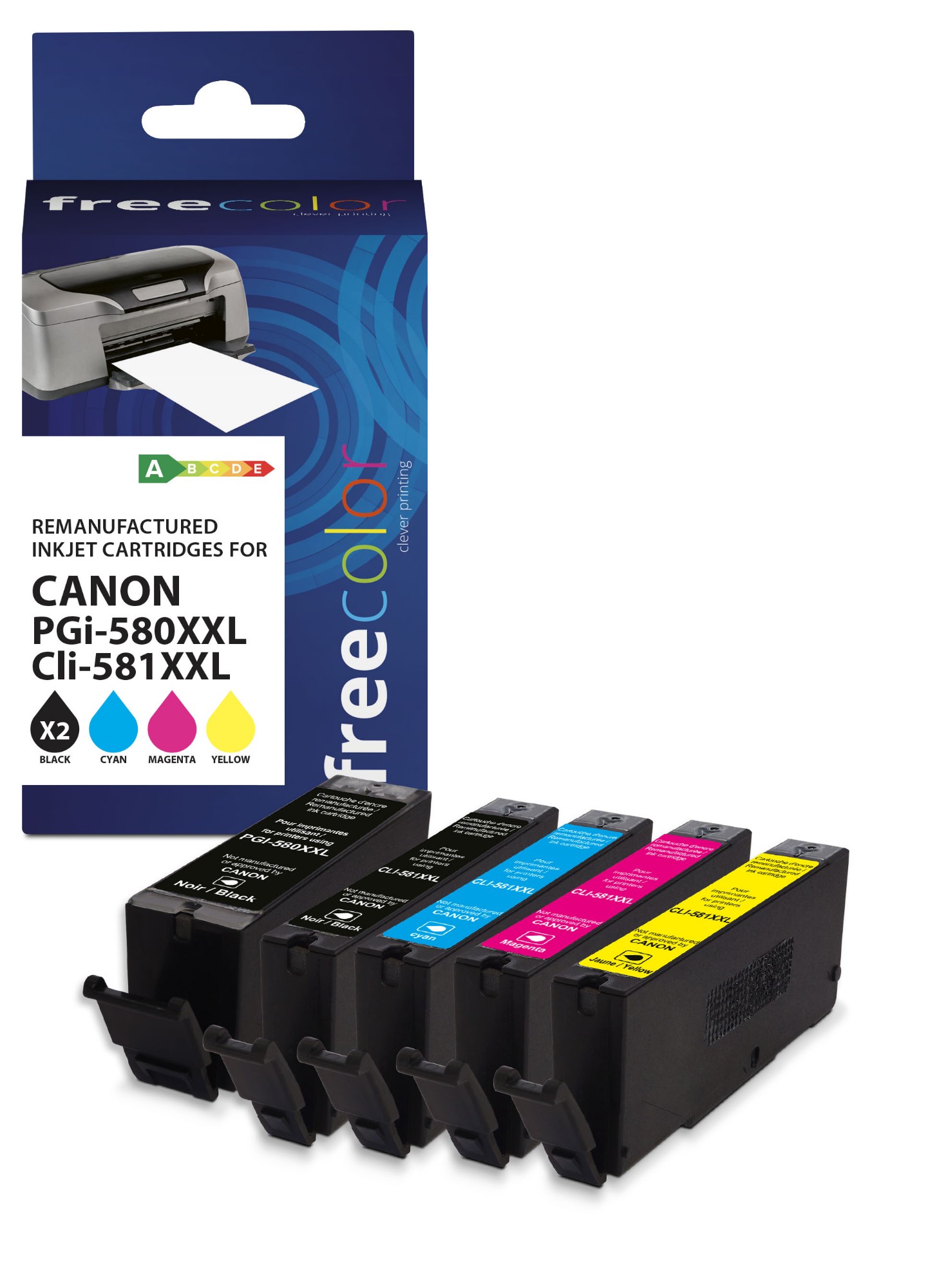 Freecolor K10503F7 ink cartridge 5 pc(s) Compatible High (L) Yield Black, Cyan, Magenta, Yellow