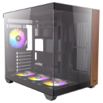 Antec CX800 Wood ARGB Dual Chamber Gaming Case w/ Glass Side & Front, ATX, 4x RGB Fans, LED Button, USB-C, Asus BTF Compatible, Black/Wood