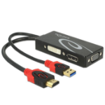 DeLOCK 62959 video cable adapter 0.135 m HDMI + USB DVI-I + VGA (D-Sub) Black, Red