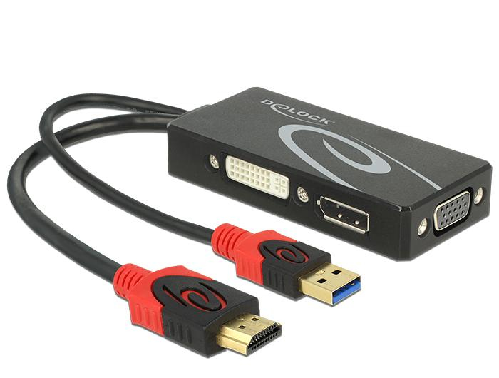 62959 DELOCK Videokonverter - HDMI - DVI, DisplayPort, VGA