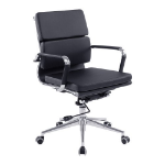 NAUTILUS Designs Avanti Medium Back Bonded Leather Executive Office Chair With Individual Back Cushions and Fixed Arms Black - BCL/5003/BK DD