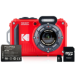 Kodak PIXPRO WPZ2 16MP 4x Zoom Tough Compact Camera - Red - Camera + 16GB MicroSD Card + Additional Li-Ion Battery