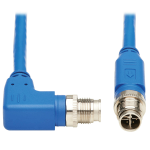 Tripp Lite NM12-603-01M-BL M12 X-Code Cat6 1G UTP CMR-LP Ethernet Cable (Right-Angle M/M), IP68, PoE, Blue, 1 m (3.3 ft.)