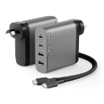 ALOGIC 4X100 Rapid Power 4 Port 100W GaN Charger – USB-C(Max. 100W) + USB-C(Max. 18) +USB-A(Max. 17W) +USB-A(Max. 17W) - Includes 2m USB-C Charging Cable (ELPCC202-BK USB-IF Certified) - Space Grey