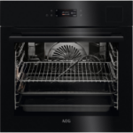 AEG 9000 Series SteamPro Pyrolytic Self-Cleaning Digital Electric Single Oven with Food Probe - Blac