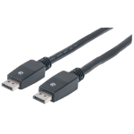 Manhattan DisplayPort 1.1 Cable, 4K@60Hz, 10m, Male to Male, With Latches, Fully Shielded, Black, Lifetime Warranty, Polybag