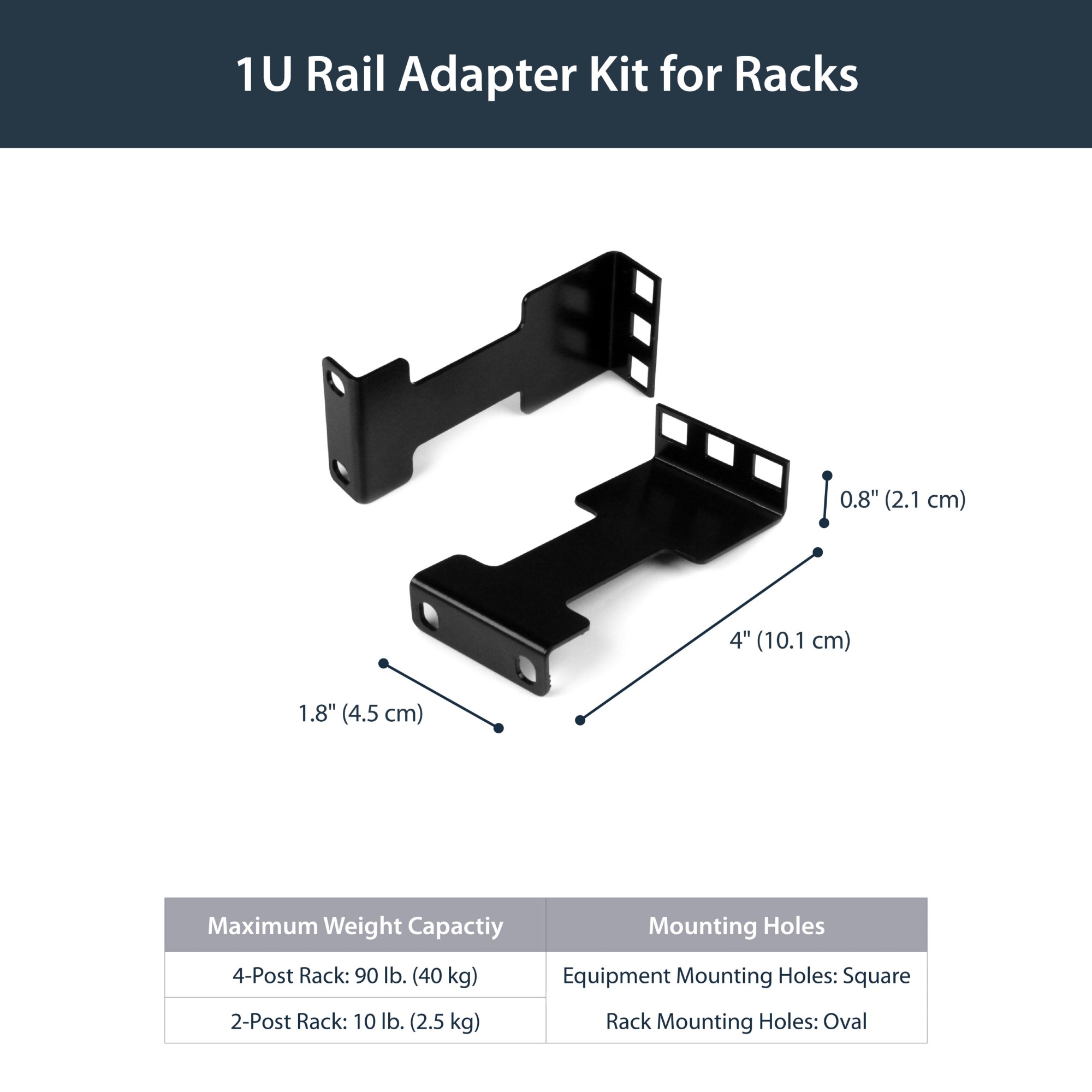 StarTech.com Rail Depth Adapter Kit for Server Racks - 1U