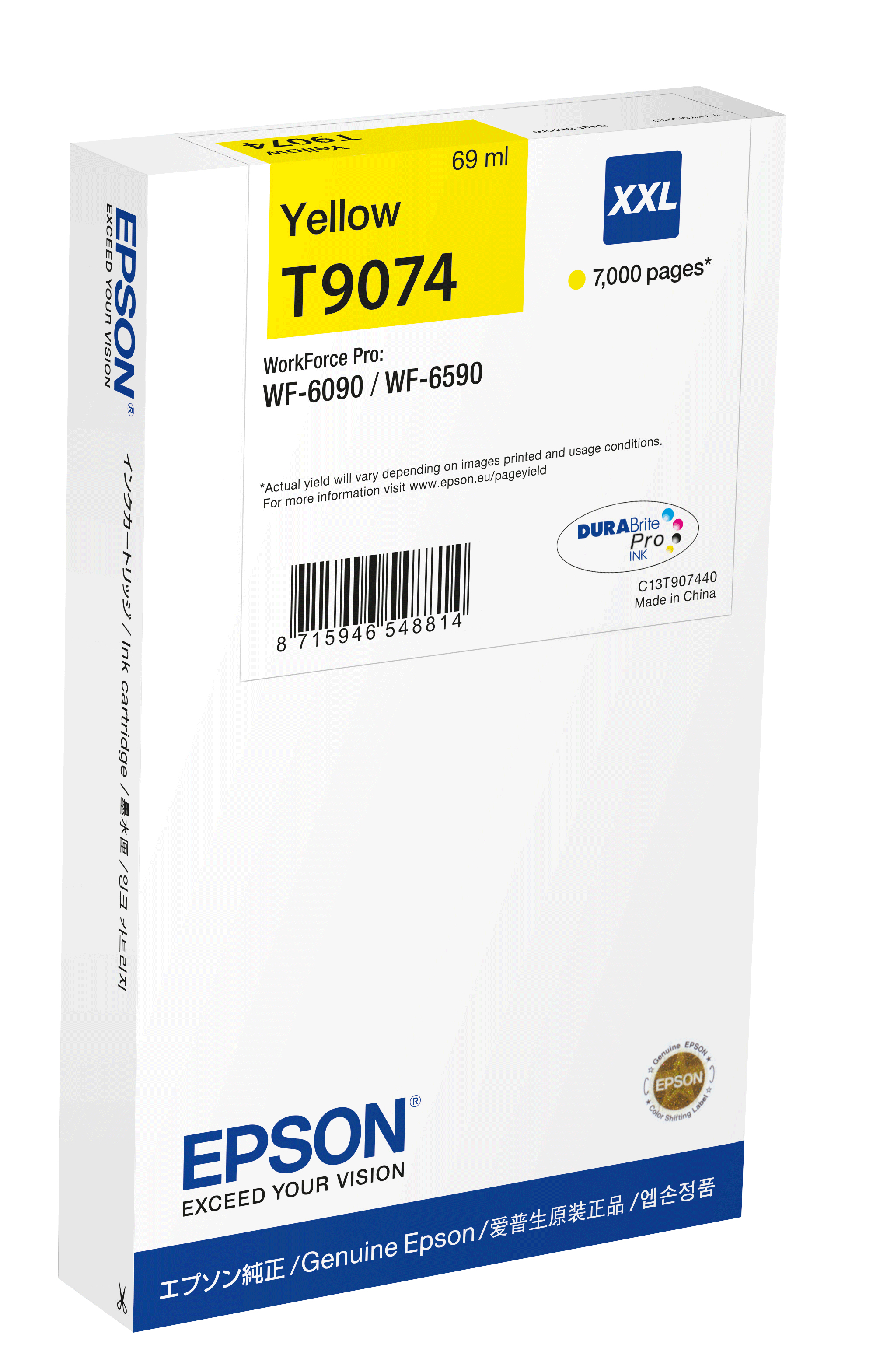 Image of Epson C13T907440/T9074 Ink cartridge yellow XXL, 7K pages 69ml for...