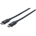Manhattan USB-C to USB-C Cable, 1m, Male to Male, Black, 10 Gbps (USB 3.2 Gen2 aka USB 3.1), 3A (fast charging), SuperSpeed+ USB, Lifetime Warranty, Equivalent to USB31CC1M