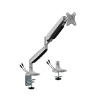 Brateck LDT82-C012UCE SINGLE SCREEN HEAVY-DUTY MECHANICAL SPRING MONITOR ARM WITH USB PORTS For most 17'~45' Monitors, Matte Silver (LS)