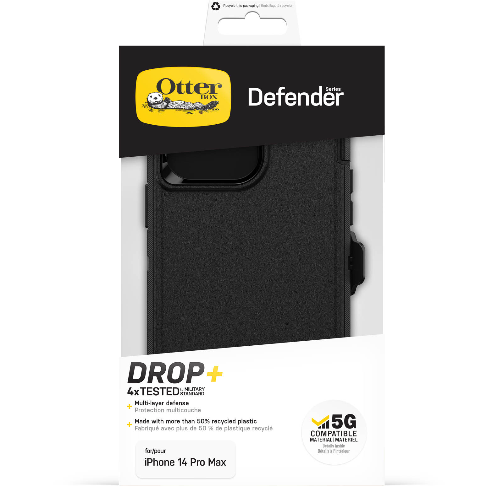 OtterBox Defender Case for iPhone 14 Pro Max, Shockproof, Drop Proof, Ultra-Rugged, Protective Case, 4x Tested to Military Standard, Black