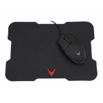 Varr Gaming Mouse and Mousepad/Mat Set, Gaming Mouse: Wired USB Mouse (Black/Red), Adjustable DPI (800, 1600, 2400 or 3200dpi), 6 Button with Scroll Wheel, Popular USB-A connection, Optical, LED Red backlight, Mousepad/Mat: Size 295x210x2mm