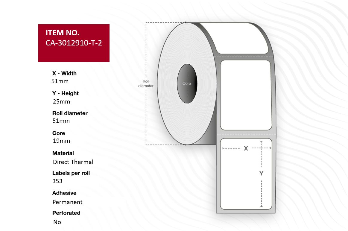 Capture White Ca-3012910-T-2 Printer Label