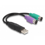 DeLOCK 61051 PS/2 cable 0.17 m 2x 6-p Mini-DIN USB A Black, Green, Purple
