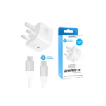 AdvancedAccessories CHARGE-iT 20W Mains Charger with 1 Metre USB-C to USB-C Bundle - White