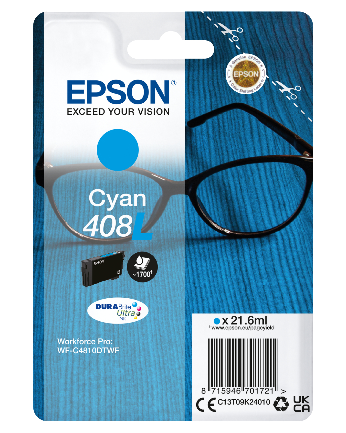 Image of Epson C13T09K24010/408L Ink cartridge cyan high-capacity, 1.7K...