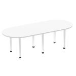 Dynamic Impulse W2400 x D1000 x H740mm Boardroom Table Post Leg White Finish Brushed Aluminium Frame - I003737 DD