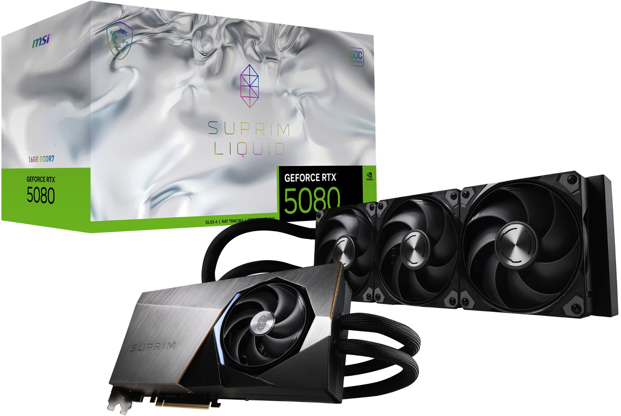 MSI SUPRIM GEFORCE RTX 5080 16G LIQUID SOC graphics card NVIDIA 16 GB GDDR7